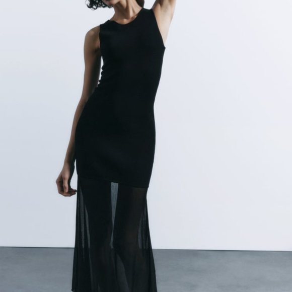 Zara Dresses & Skirts - NWT ZARA LONG KNIT DRESS  BLACK - REF. 2142/066 S, M